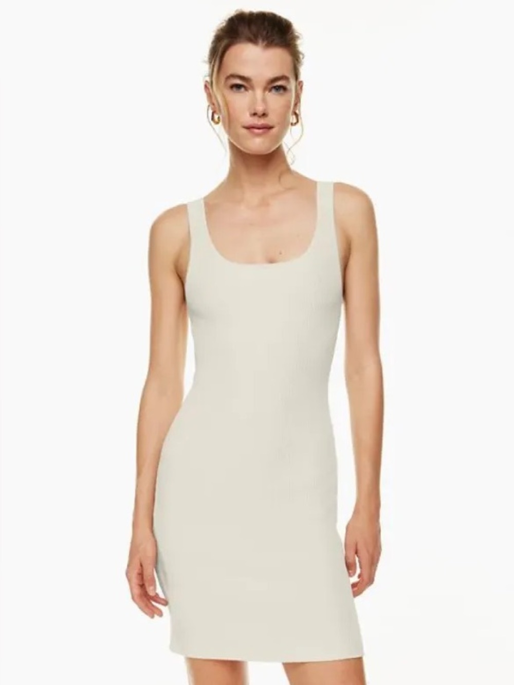 Aritzia Sleeveless Ribbed Tank Dress in Beige